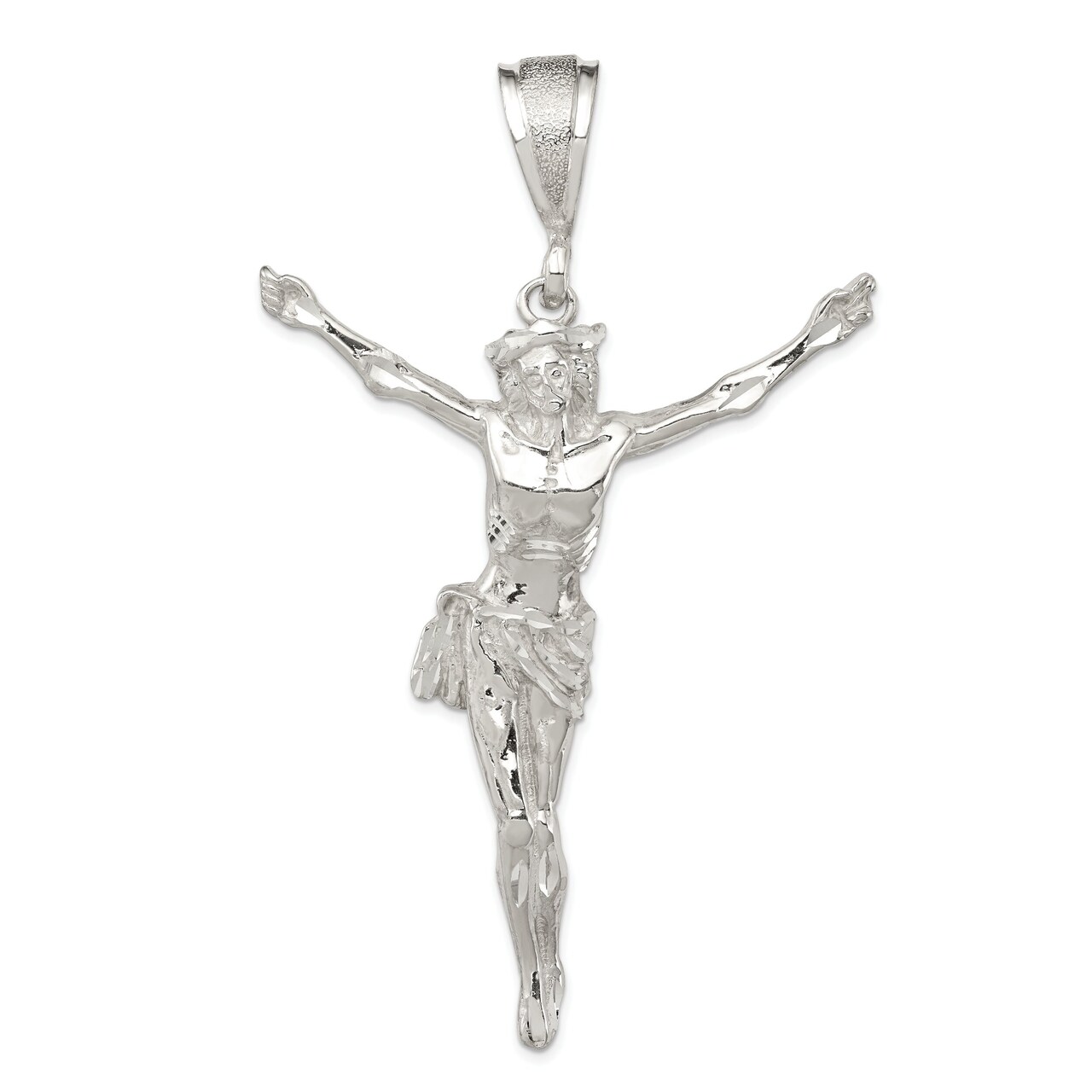 Sterling Silver Crucifix Pendant Religious Jewelry 88mm x 55.9mm